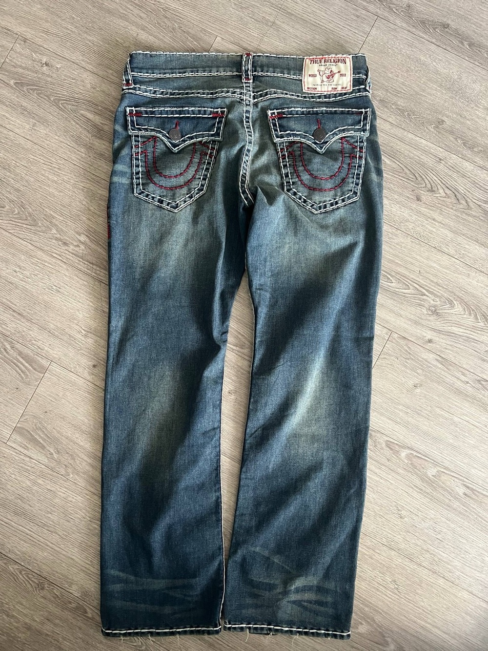 True Religion Mens Billy Double Raised Super T Flap Boot Cut Jeans 34 Size (24)